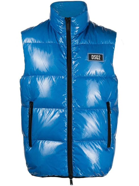 logo patch padded gilet